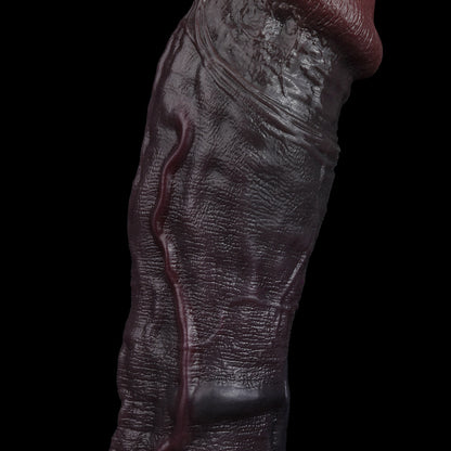 JC81 Luxe Ultra-Realistic Penis Extender 9 Inch with Big Head and Thickened Upper Shaft in Rich Deep Skin Tone