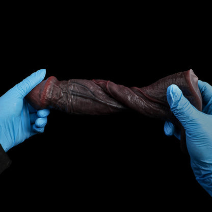 JC81 Luxe Ultra-Realistic Penis Extender 9 Inch with Big Head and Thickened Upper Shaft in Rich Deep Skin Tone