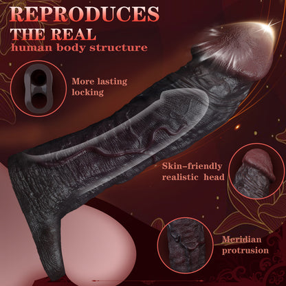 JC81 Luxe Ultra-Realistic Penis Extender 9 Inch with Big Head and Thickened Upper Shaft in Rich Deep Skin Tone