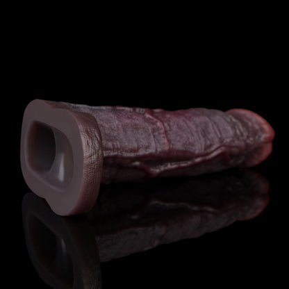 JC88 Luxe Realistic Silicone Penis Extension Sleeve 7 Inch with Rich Deep Skin Tone  and Real Skin Details
