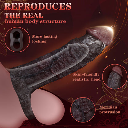 JC88 Luxe Realistic Silicone Penis Extension Sleeve 7 Inch with Rich Deep Skin Tone  and Real Skin Details