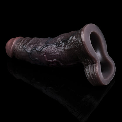 JE69 Luxe Lifelike Black G-Spot Vibrating Penis Extender 6.5 Inch with 10 Thrilling Modes and Wireless Remote