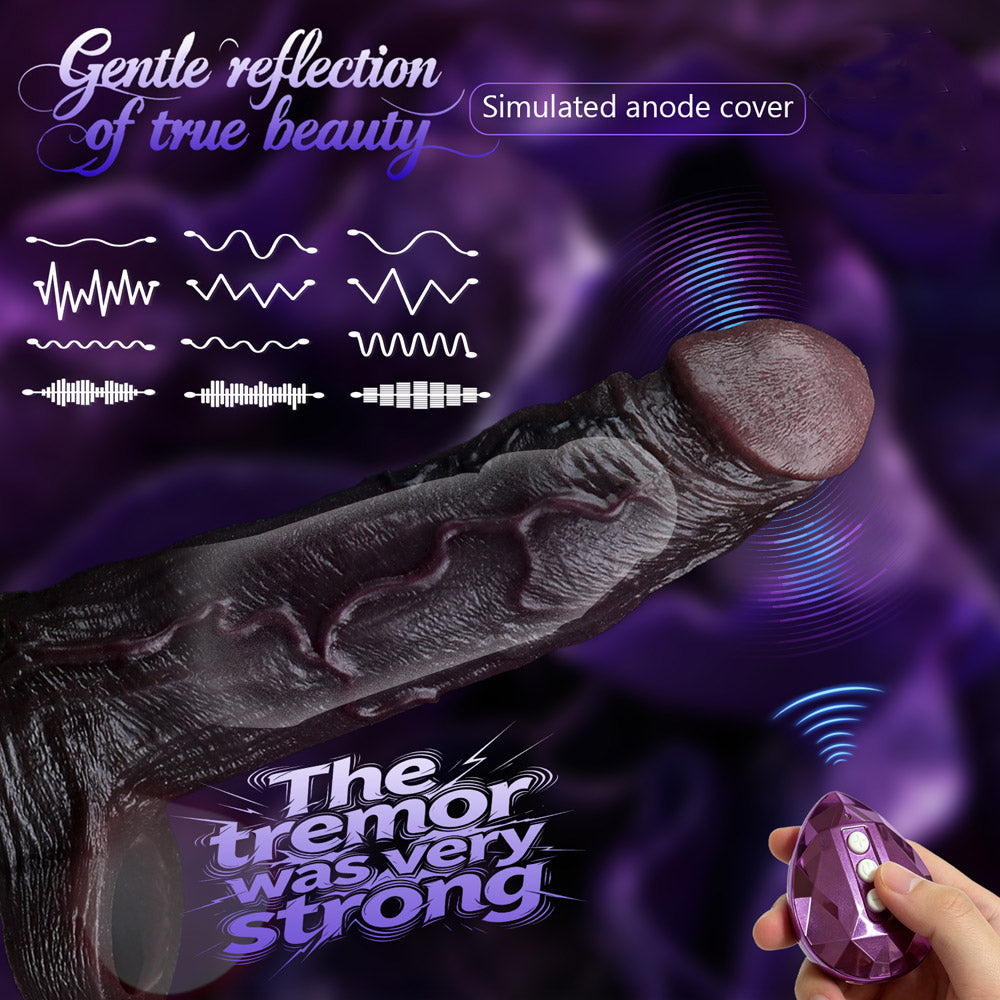 JE69 Luxe Lifelike Black G-Spot Vibrating Penis Extender 6.5 Inch with 10 Thrilling Modes and Wireless Remote