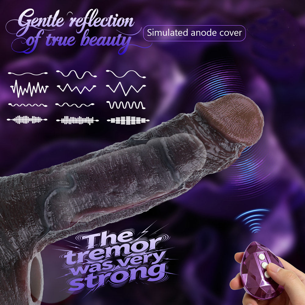 JE77 Luxe Realistic Vibrating Penis Extension 7.5 Inch with Extra 2.5 Inch Length and 10 G-Spot Stimulation Modes
