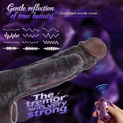JE77 Luxe Realistic Vibrating Penis Extension 7.5 Inch with Extra 2.5 Inch Length and 10 G-Spot Stimulation Modes