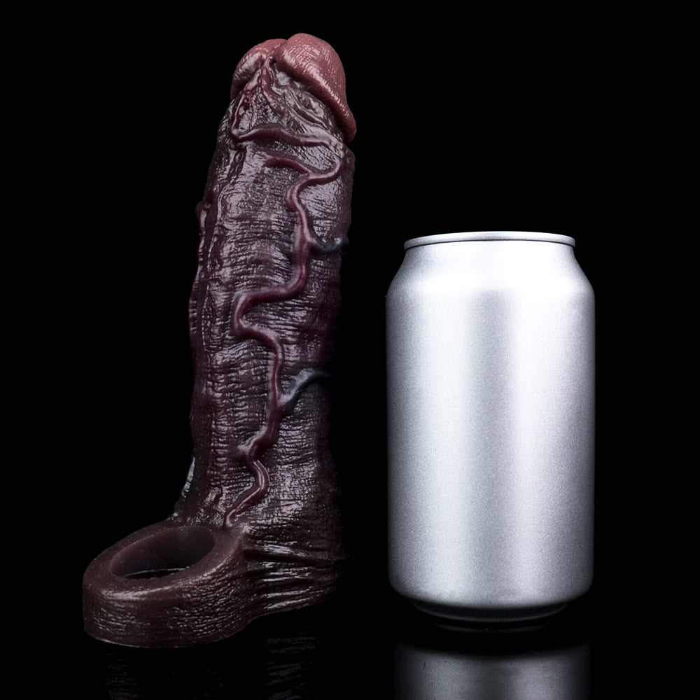 JE77 Luxe Realistic Vibrating Penis Extension 7.5 Inch with Extra 2.5 Inch Length and 10 G-Spot Stimulation Modes