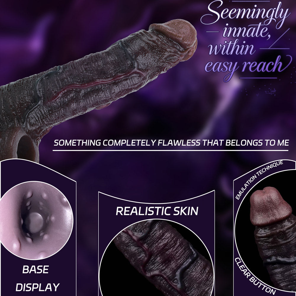 JE77 Luxe Realistic Vibrating Penis Extension 7.5 Inch with Extra 2.5 Inch Length and 10 G-Spot Stimulation Modes