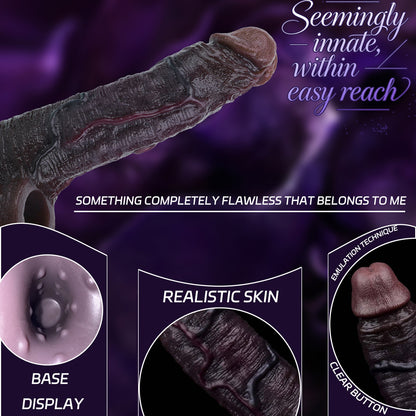 JE77 Luxe Realistic Vibrating Penis Extension 7.5 Inch with Extra 2.5 Inch Length and 10 G-Spot Stimulation Modes