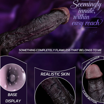 JE78 Luxe Realistic Vibrating Penis Sleeve 9 Inch with 2.5" Instant Extension and 10 Intense Stimulation Patterns