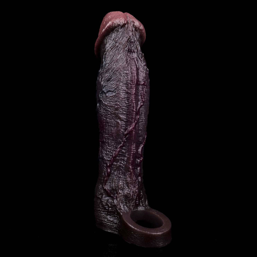 JE78 Luxe Realistic Vibrating Penis Sleeve 9 Inch with 2.5" Instant Extension and 10 Intense Stimulation Patterns