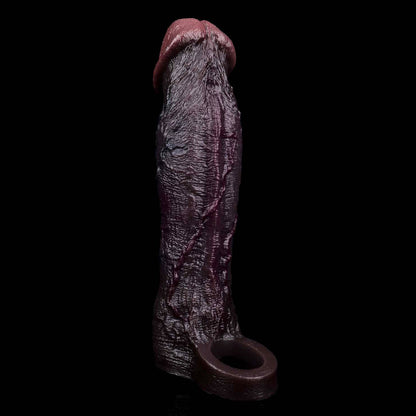 JE78 Luxe Realistic Vibrating Penis Sleeve 9 Inch with 2.5" Instant Extension and 10 Intense Stimulation Patterns