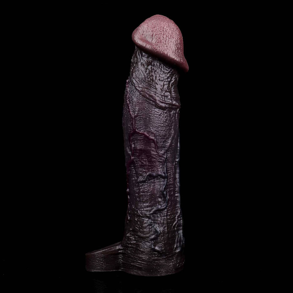 JE78 Luxe Realistic Vibrating Penis Sleeve 9 Inch with 2.5" Instant Extension and 10 Intense Stimulation Patterns