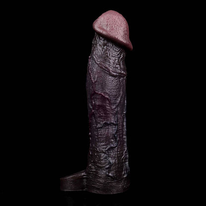 JE78 Luxe Realistic Vibrating Penis Sleeve 9 Inch with 2.5" Instant Extension and 10 Intense Stimulation Patterns