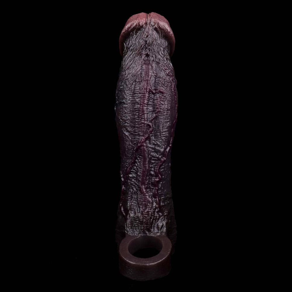 JE78 Luxe Realistic Vibrating Penis Sleeve 9 Inch with 2.5" Instant Extension and 10 Intense Stimulation Patterns