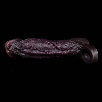 JE78 Luxe Realistic Vibrating Penis Sleeve 9 Inch with 2.5" Instant Extension and 10 Intense Stimulation Patterns