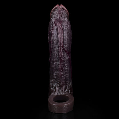 JE83 Luxe Realistic Deep-Skin-Tone Vibrating Penis Extension Sleeve 8 Inch with 3 Inch Instant Boost and Wireless Remote