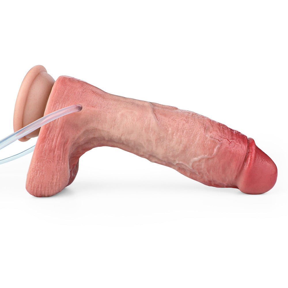 CQ508 Luxe Inflatable Ejaculating Dildo 8 Inch with Realistic Silicone Feel and Expanding Girth up to 11 Inches