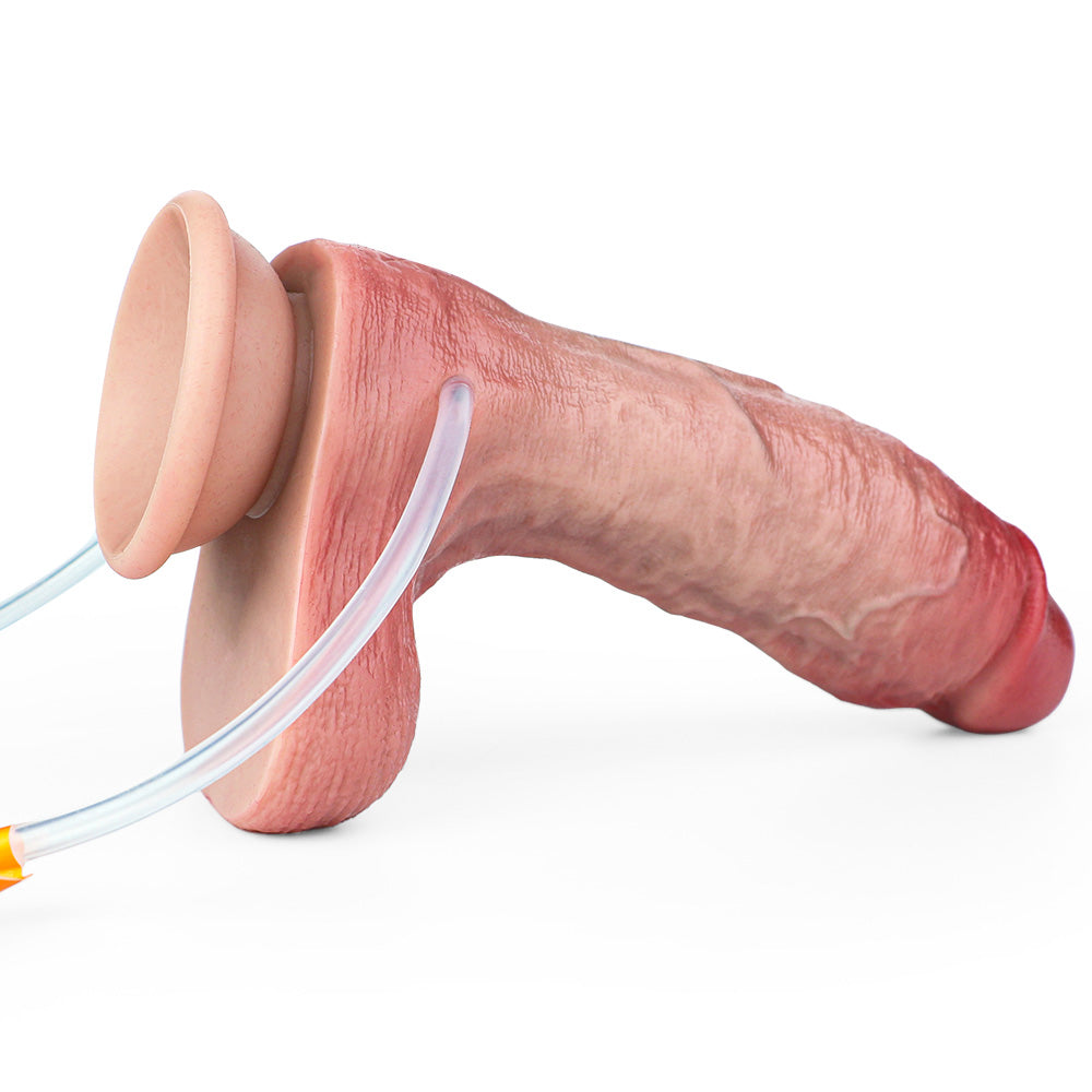 CQ508 Luxe Inflatable Ejaculating Dildo 8 Inch with Realistic Silicone Feel and Expanding Girth up to 11 Inches
