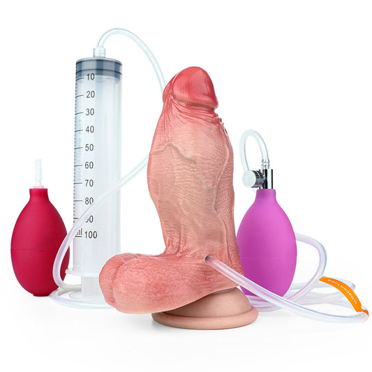 CQ509 Luxe Silicone Dildo 6 Inch with Inflatable Thickness Squirting Function and Realistic Veins