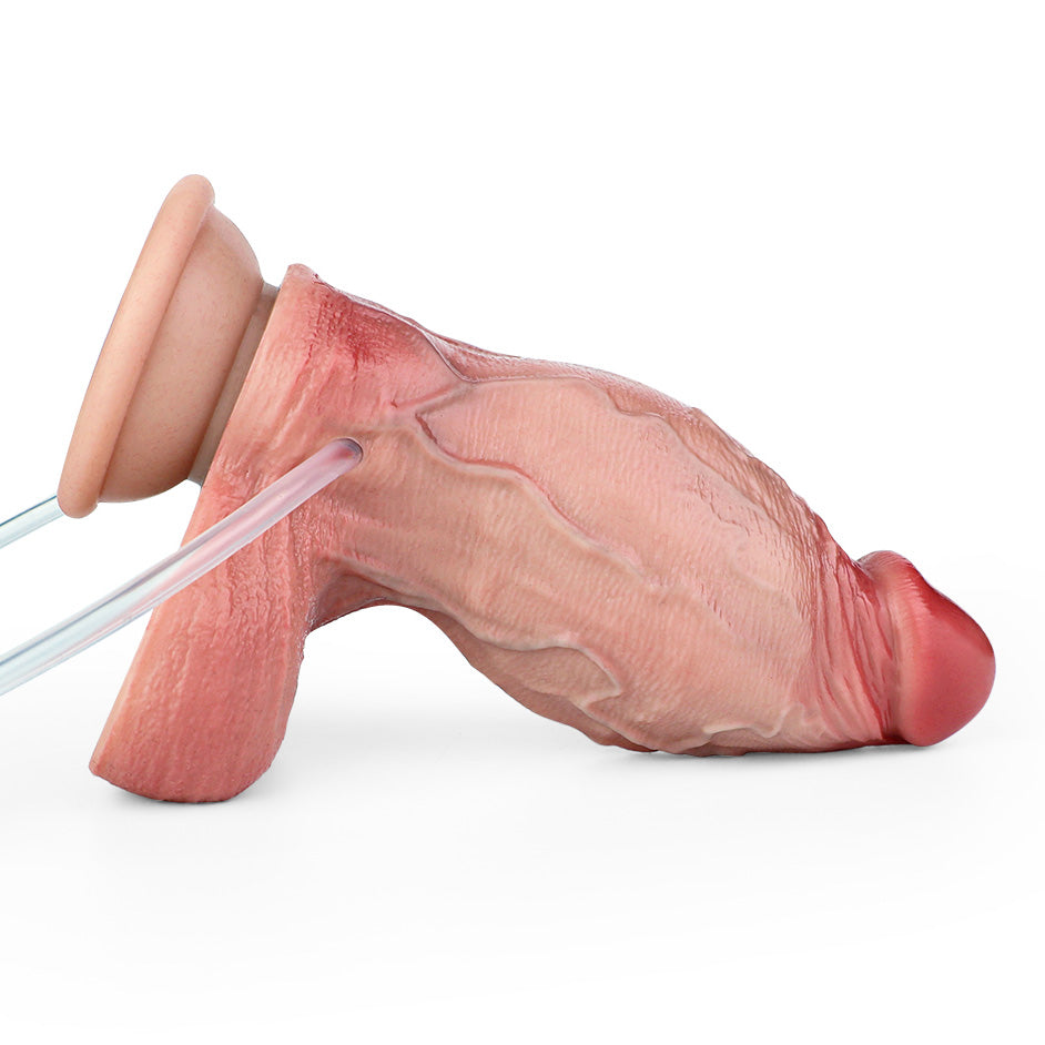 CQ511 Luxe Ultra Realistic Inflatable Silicone Dildo 6.5 Inch with Squirting Feature and Adjustable Girth