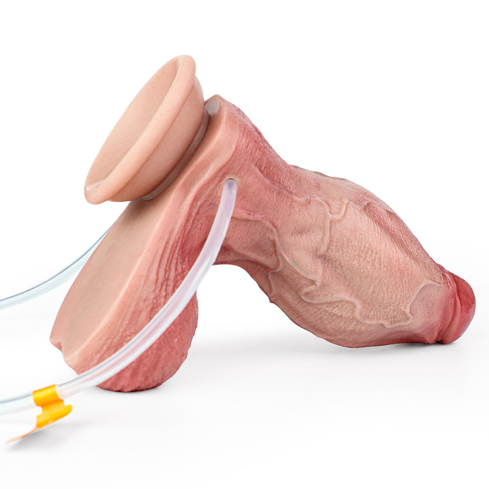 CQ512 Luxe Extra-Girthy Ejaculating Inflatable Dildo 8 Inch with Bold Realistic Veins and Skin-Like Softness
