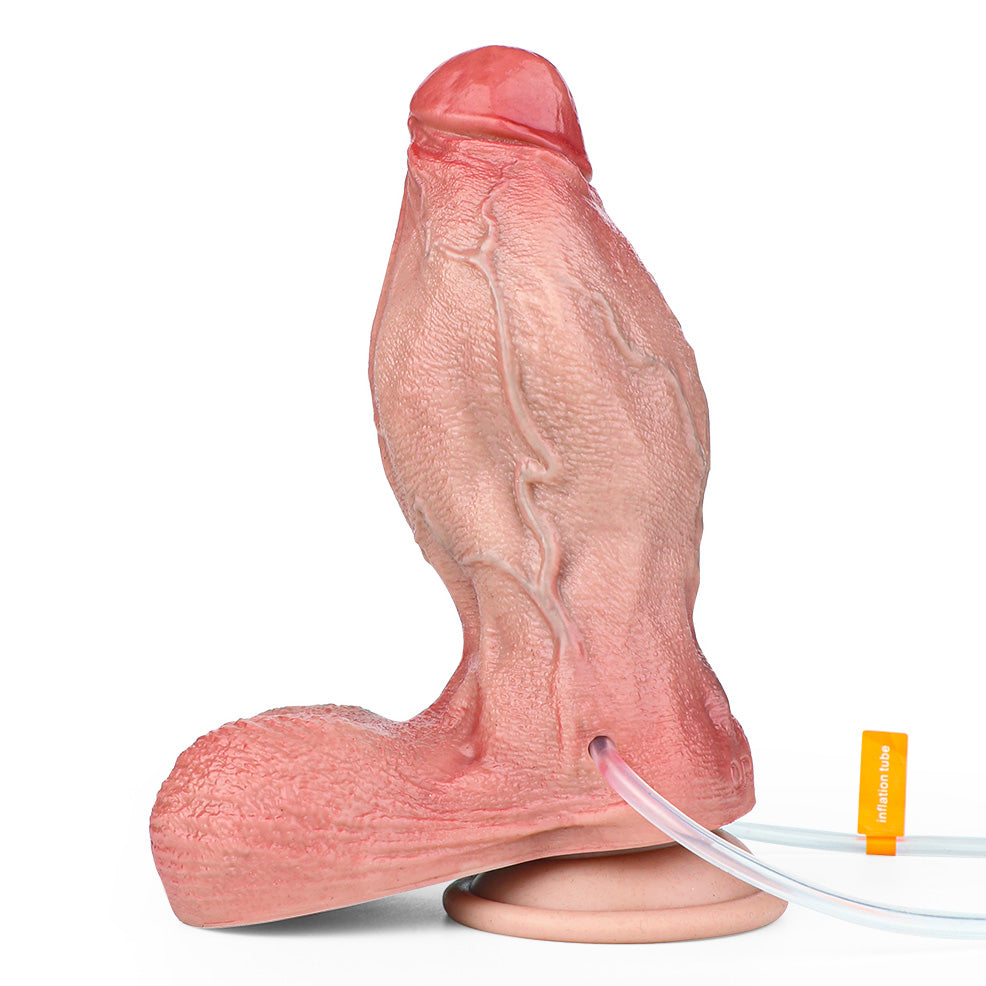 CQ512 Luxe Extra-Girthy Ejaculating Inflatable Dildo 8 Inch with Bold Realistic Veins and Skin-Like Softness