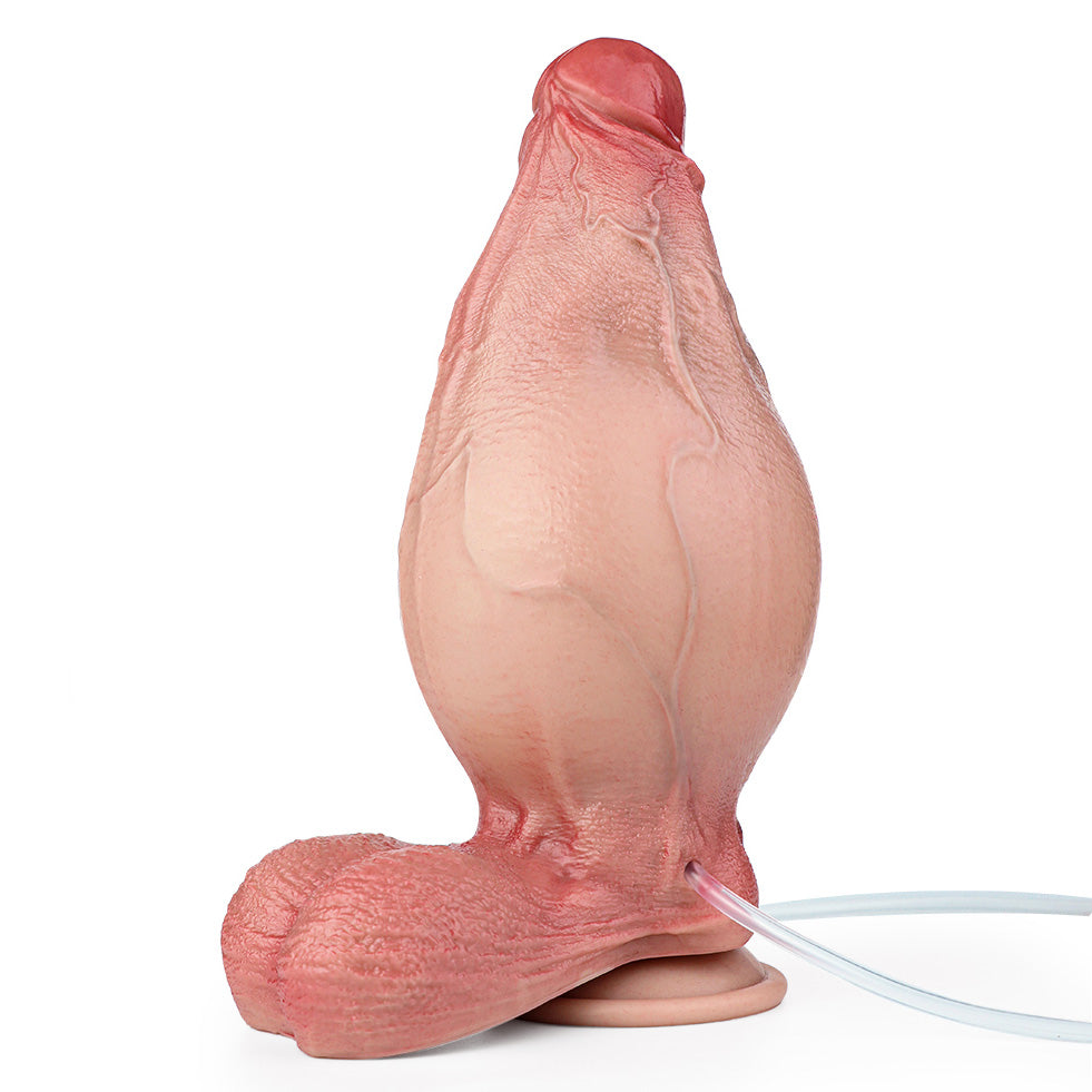 CQ512 Luxe Extra-Girthy Ejaculating Inflatable Dildo 8 Inch with Bold Realistic Veins and Skin-Like Softness