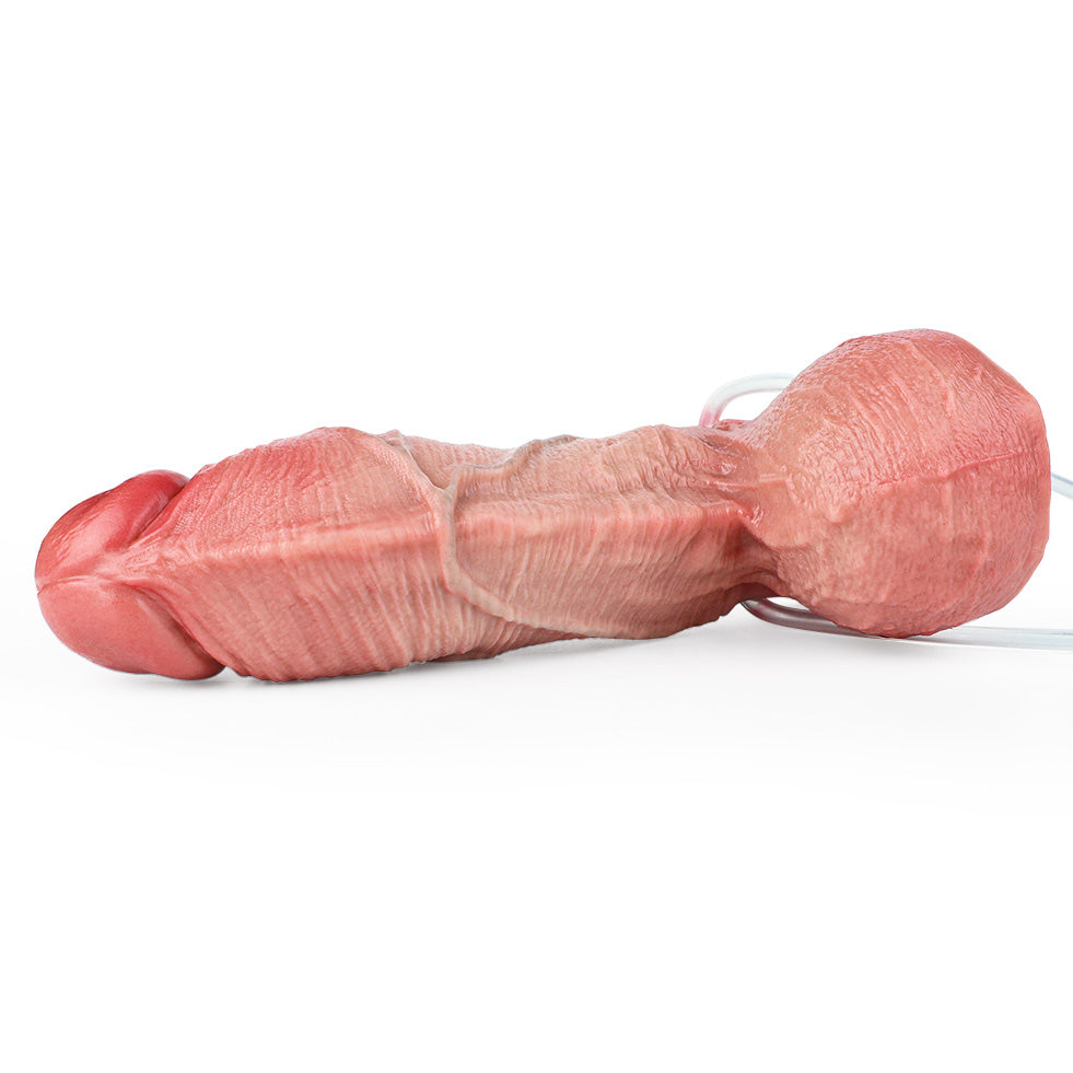 CQ514 Luxe Ultra-Lifelike Inflatable Ejaculating Dildo 8 Inch with Realistic Skin Folds and Expanding Girth