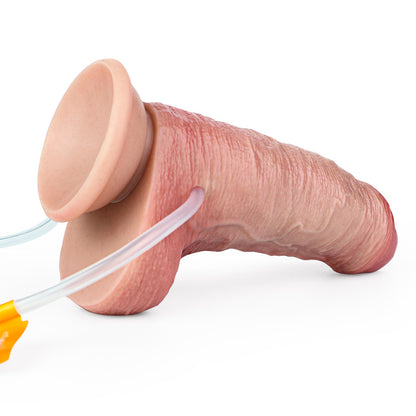 CQ516 Luxe Inflatable Squirting Suction Cup Dildo 6.5 Inch with Adjustable Girth and Realistic Uncut Design