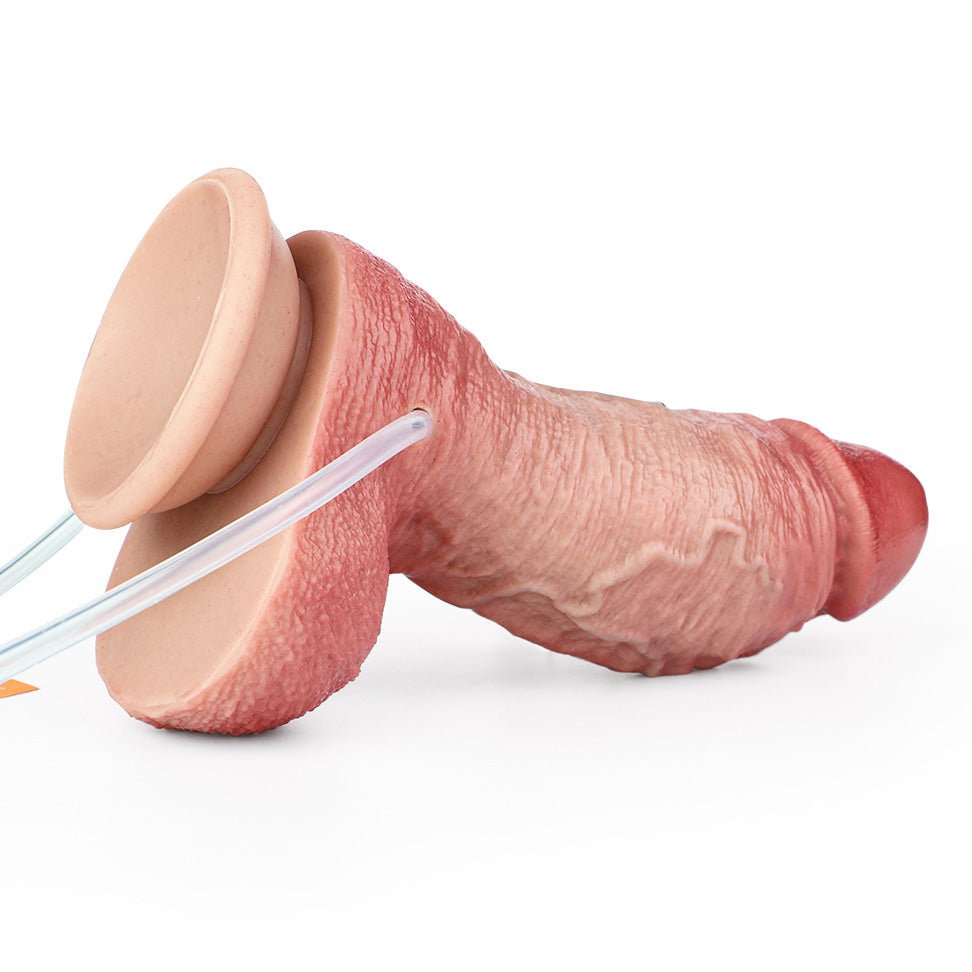 CQ517 Luxe Extra-Girthy Ultra Realistic Inflatable Squirting Dildo 7.5 Inch with Adjustable Girth up to 11 Inches