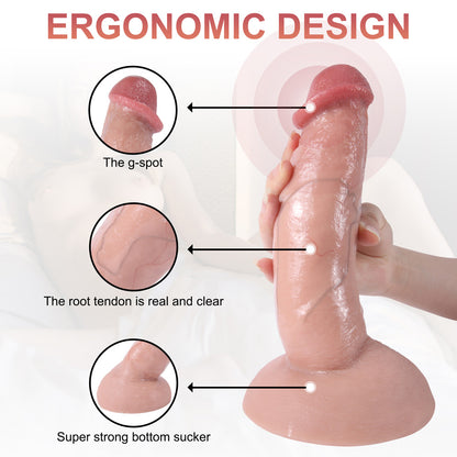 MD19 Luxe Hyper Realistic Girthy Silicone Dildo 8.5 Inch with Detailed Glans and Ultra Smooth Real Skin Texture