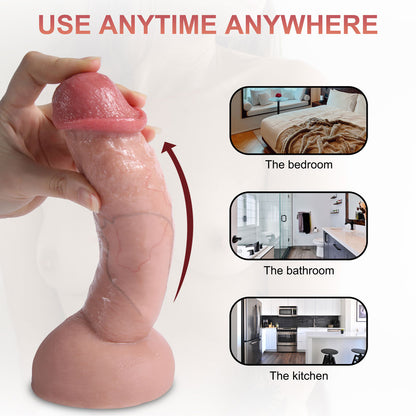MD19 Luxe Hyper Realistic Girthy Silicone Dildo 8.5 Inch with Detailed Glans and Ultra Smooth Real Skin Texture